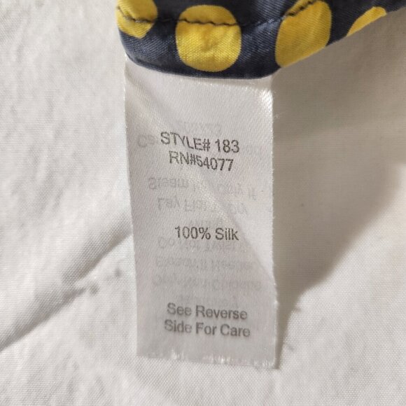 CAbi Women's Size S 100% Silk Yellow Polka Dot Short Sleeve Boxy Button Up Top - Picture 14 of 16